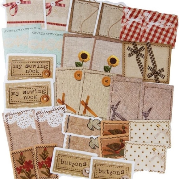 CANDY POETRY Old Textile Stickers - Vintage Fabric-Inspired Designs - 30 pcs - Picture 1 of 6